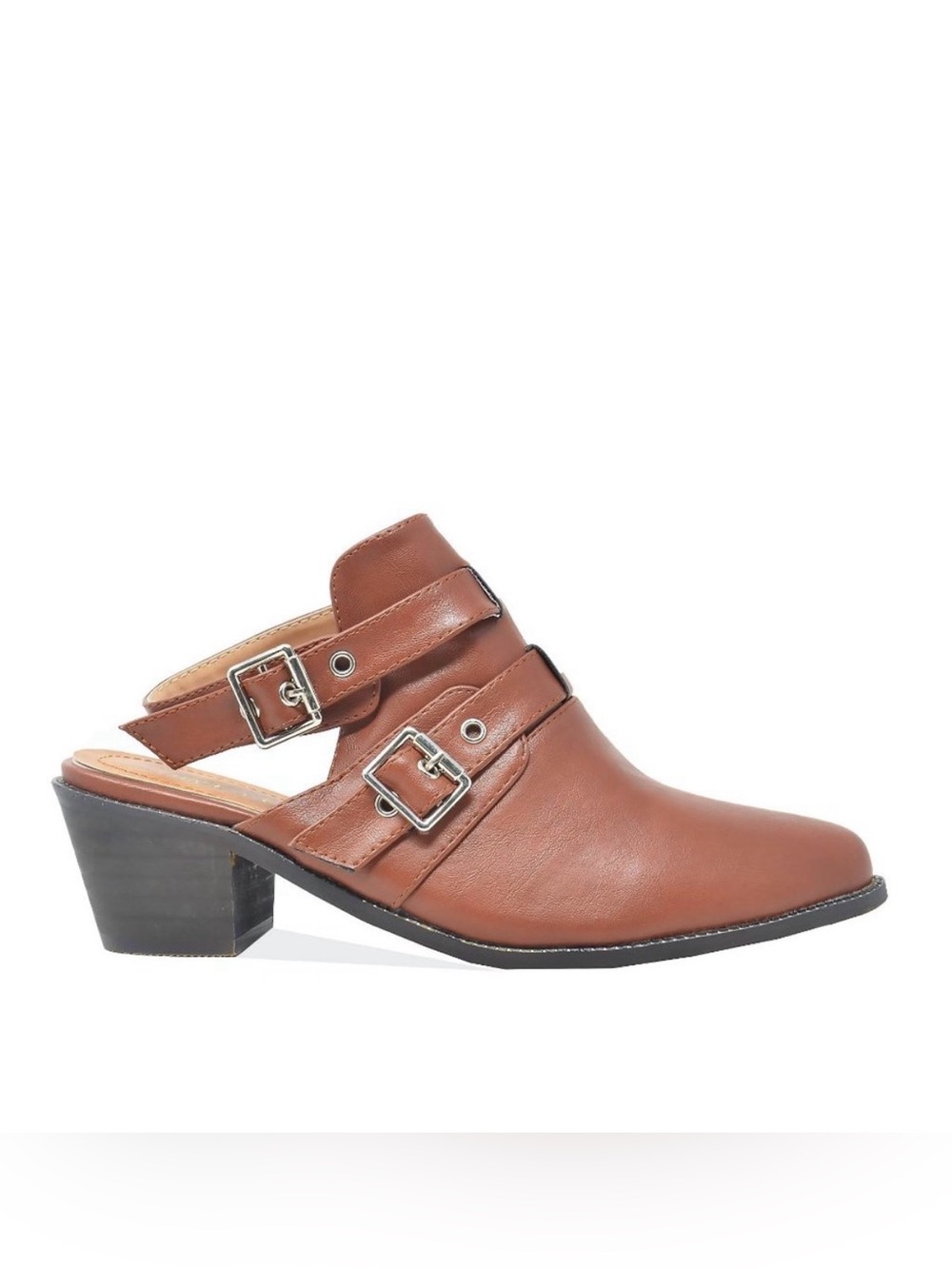 Women's Brown Buckle Slingback Mules